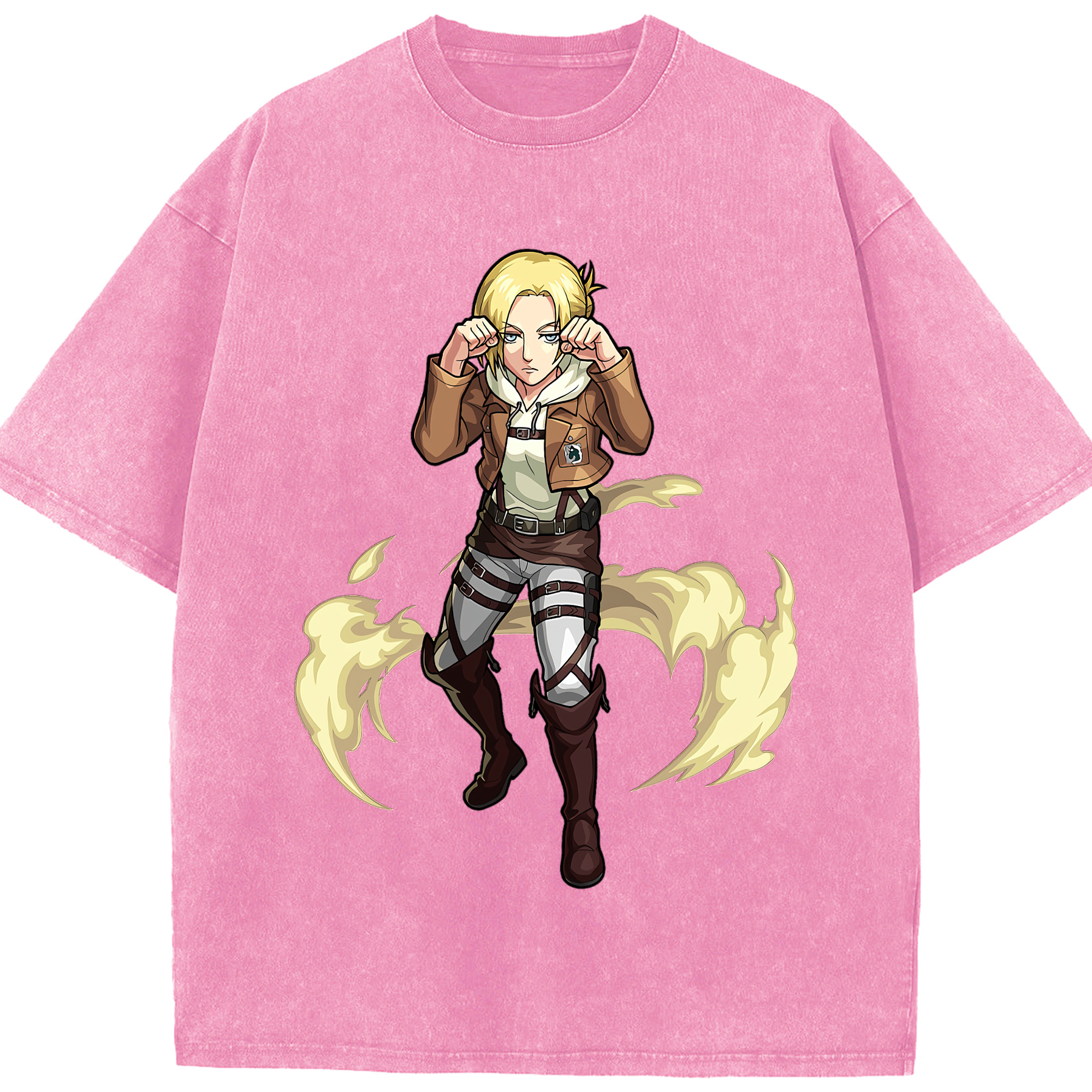 （画像用） 進撃の巨人 アニ・レオンハート Attack on Titan Annie Leonhart 綿100% ヴィンテージ風 半袖Tシャツ（フロントプリント）